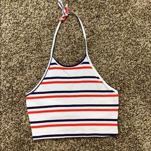 Open back striped crop top